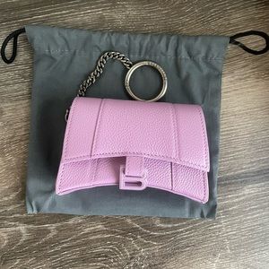 balenciaga hourglass lilac wallet cardholder bag charm